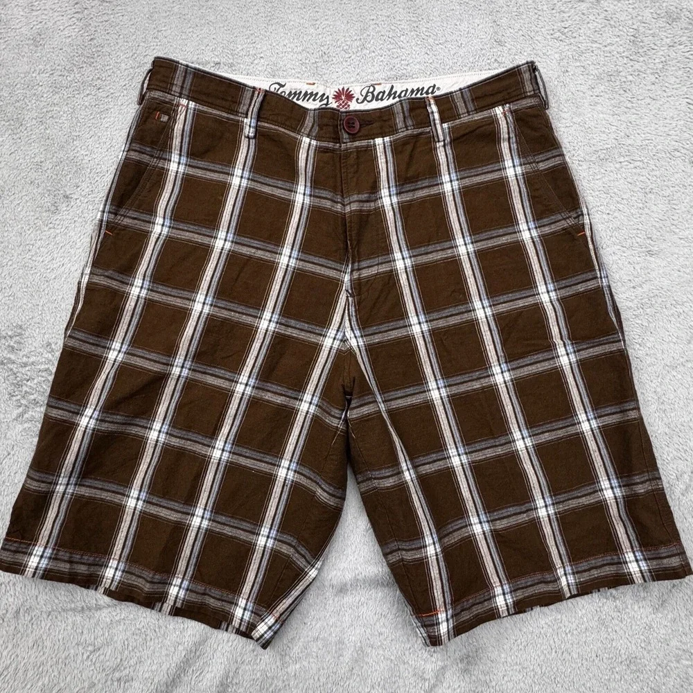 Tommy‎ Bahama Shorts Men's Size 38 (36in. x 10in. Actual Size) Brown Plaid